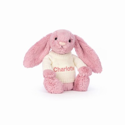 Jellycat Bashful Tulip Pink Bunny with Cream Jumper UK | 53017HXOA